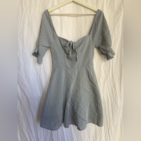 Lulus Sweet As Can Be Blue Striped Puff Sleeve Mini Dress Size XS - Picture 2 of 15